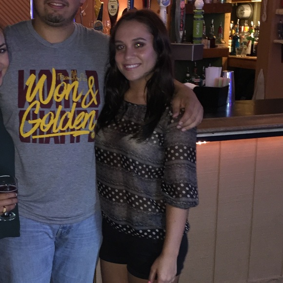 Francesca's Collections Tops - Black and Tan Polka Dot Sheer Blouse